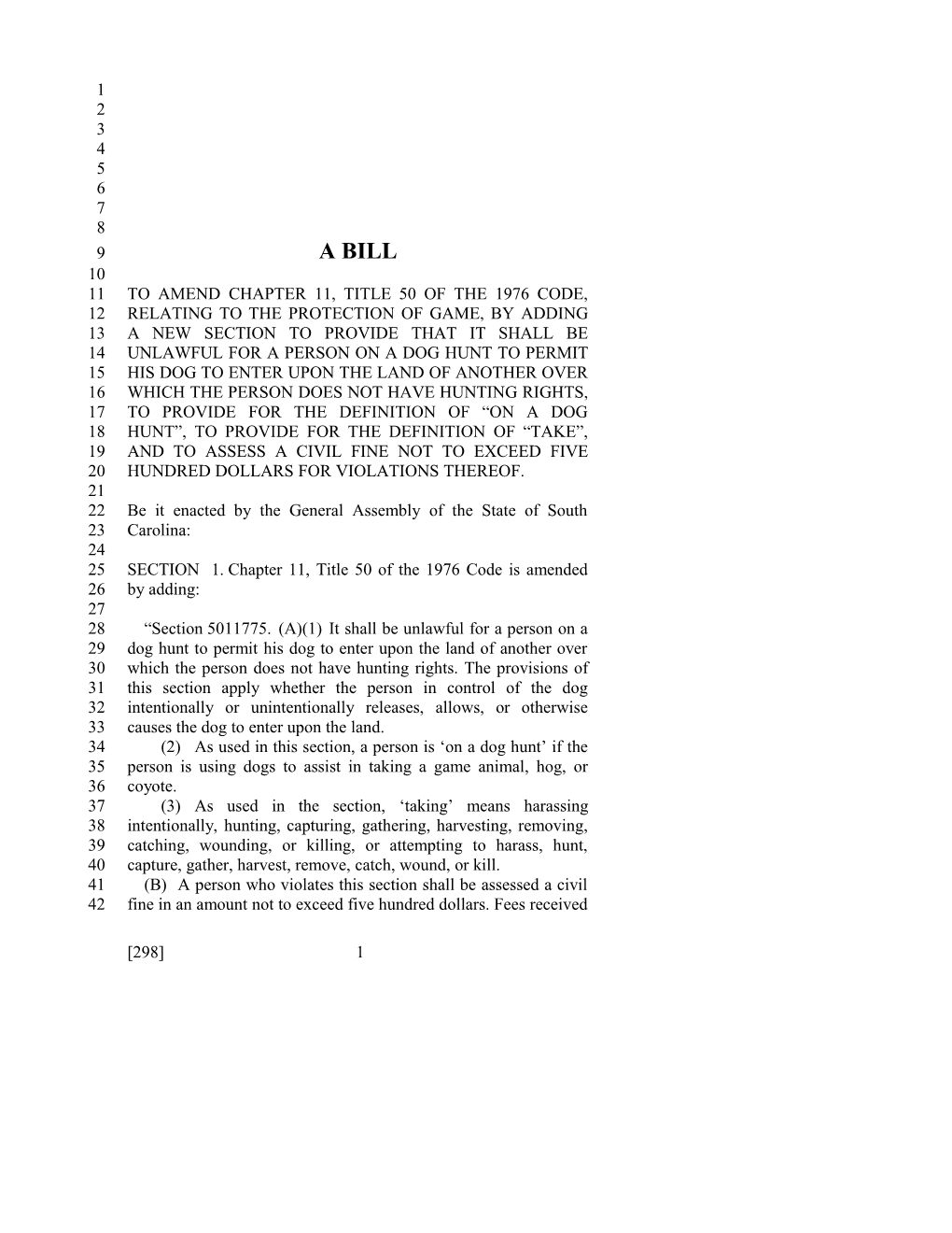 2015-2016 Bill 298 Text of Previous Version (Jan. 13, 2015) - South Carolina Legislature Online