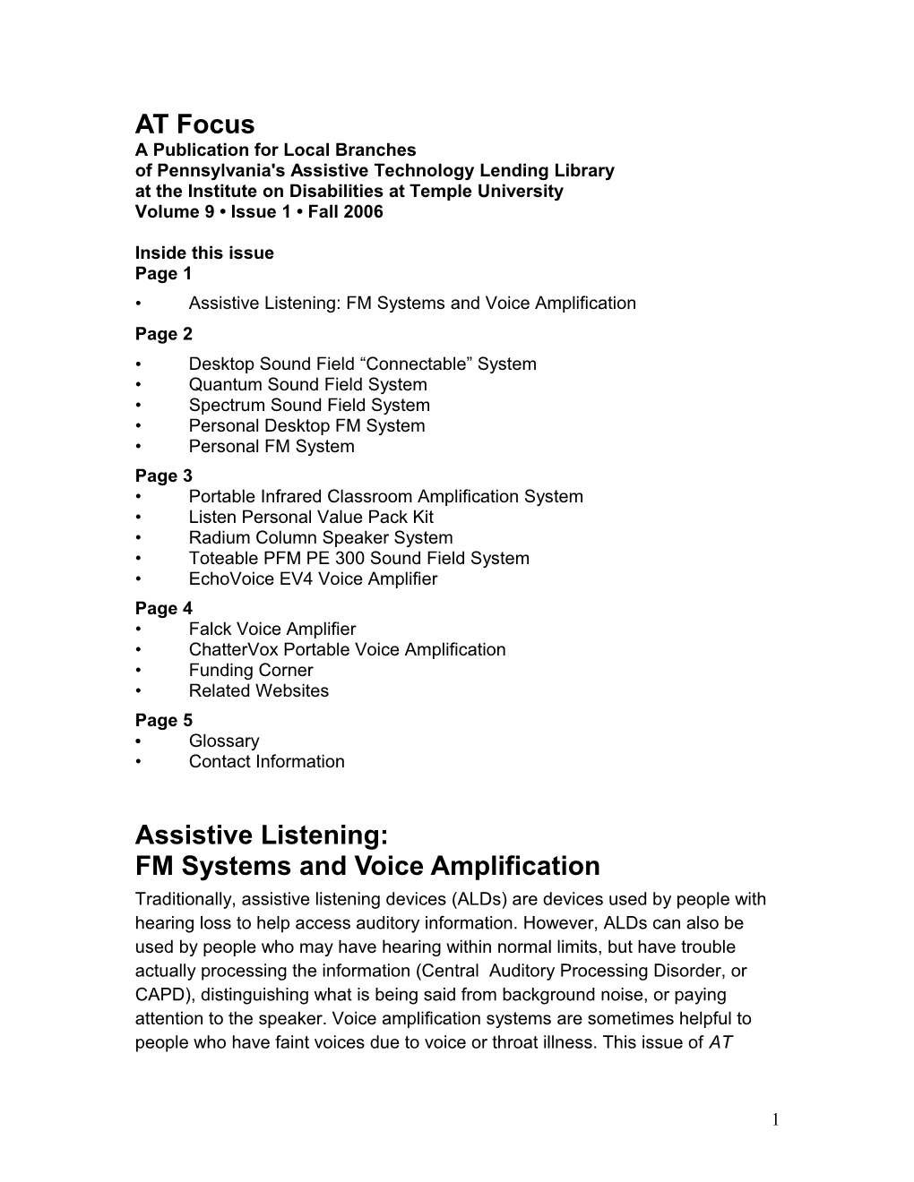 Pennsylvania's Assistive Technology Lending Library