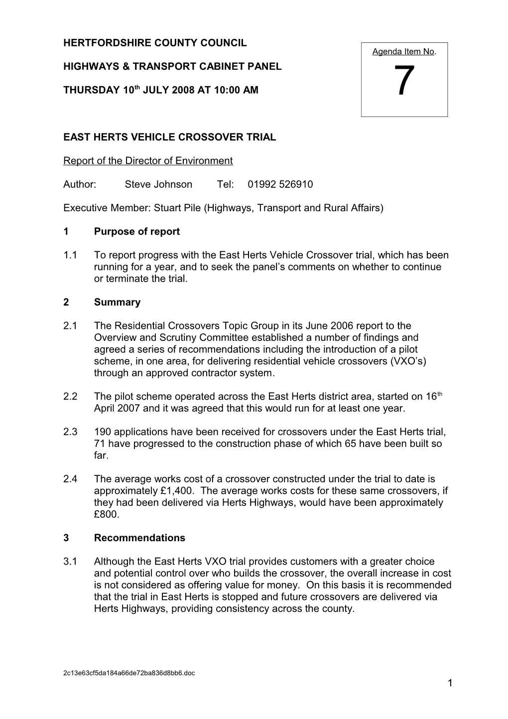 Report for Conservative Leadership Group On: 8Th January 2001