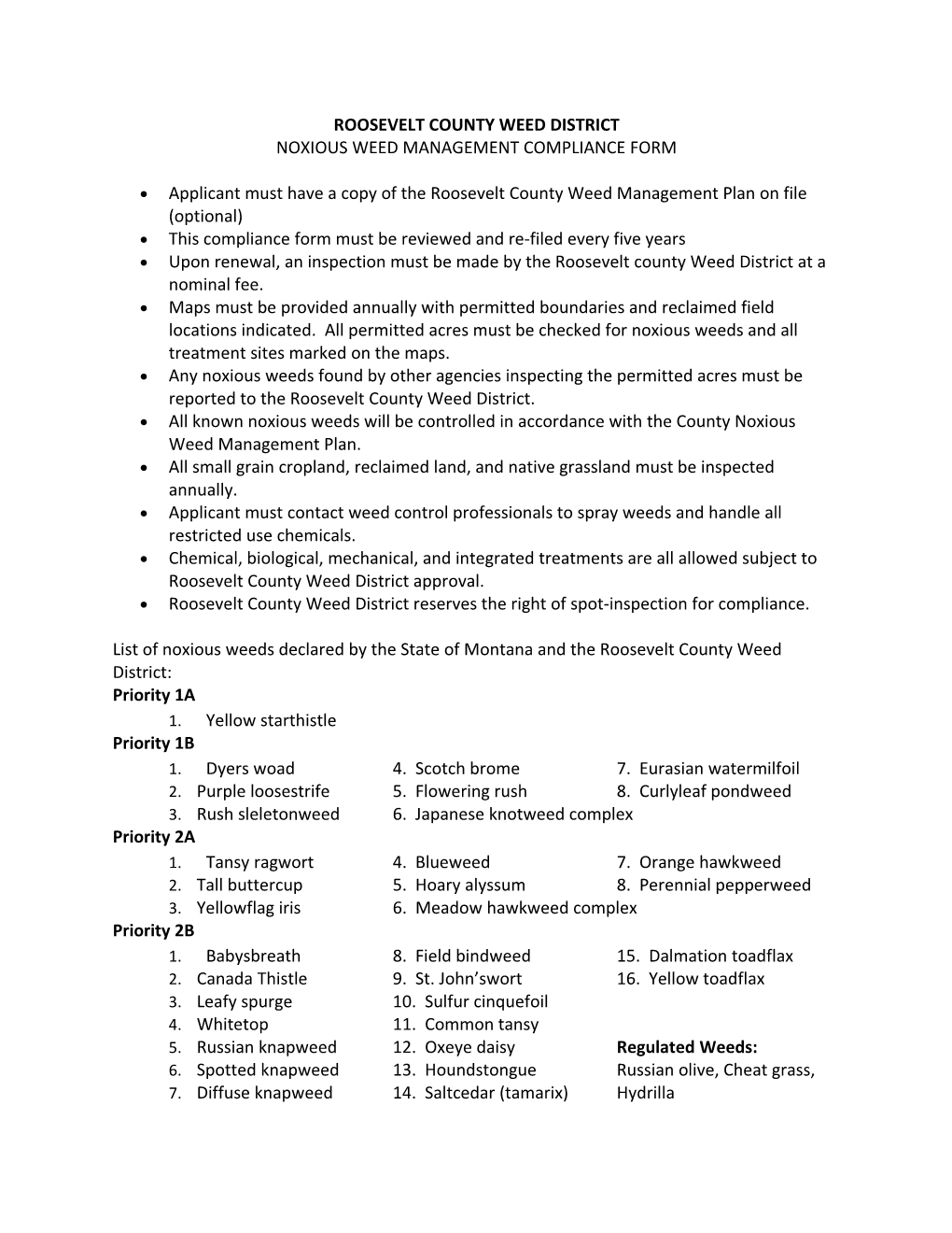 Roosevelt County Weed District