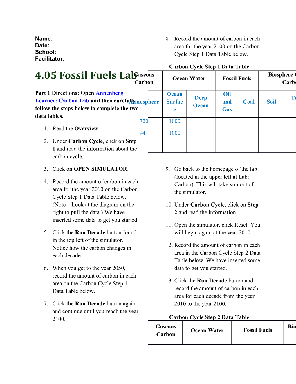4.05 Fossil Fuels Lab