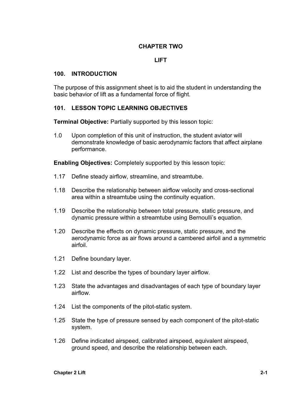 Aerodynamics Chapter Two