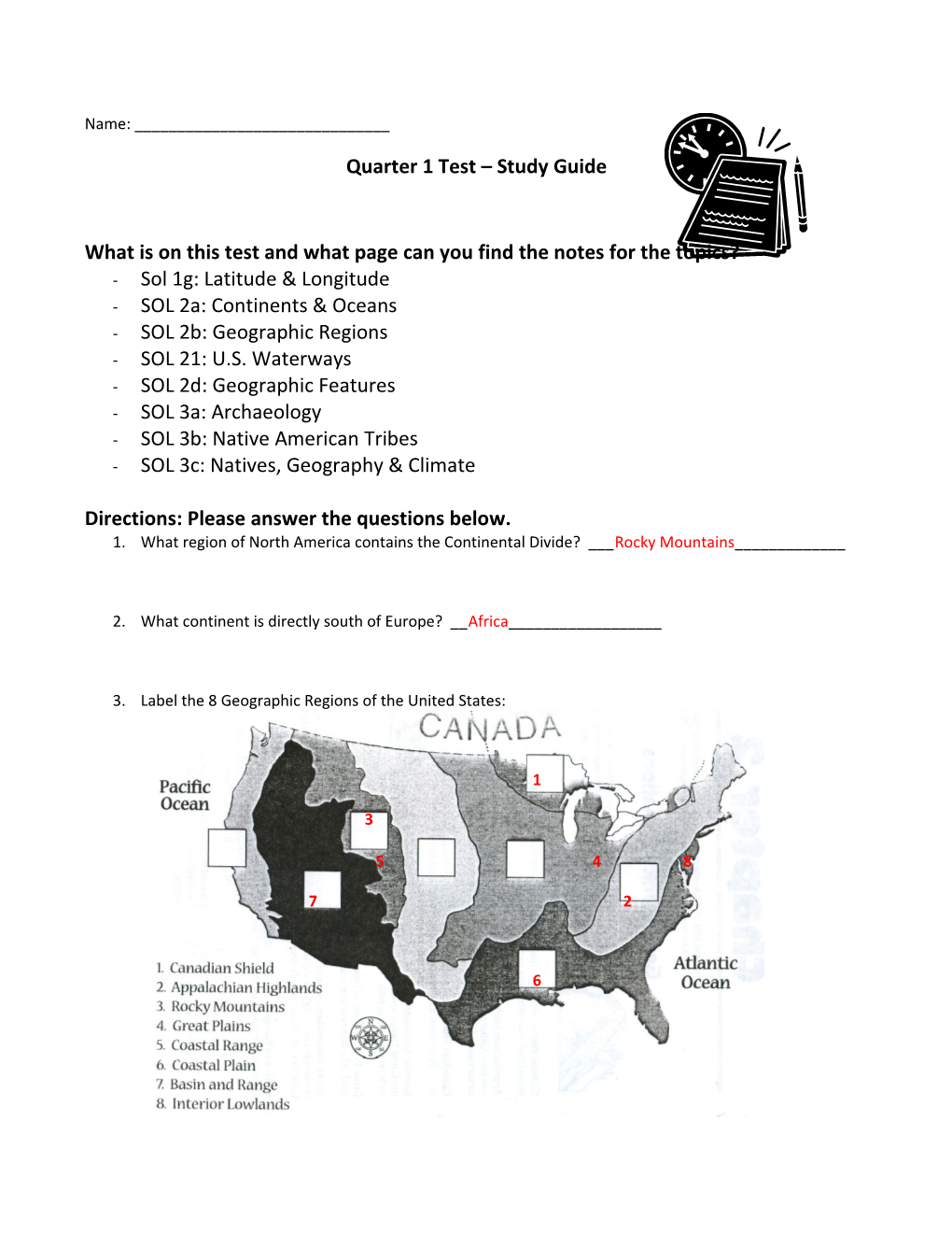 Quarter 1 Test Study Guide