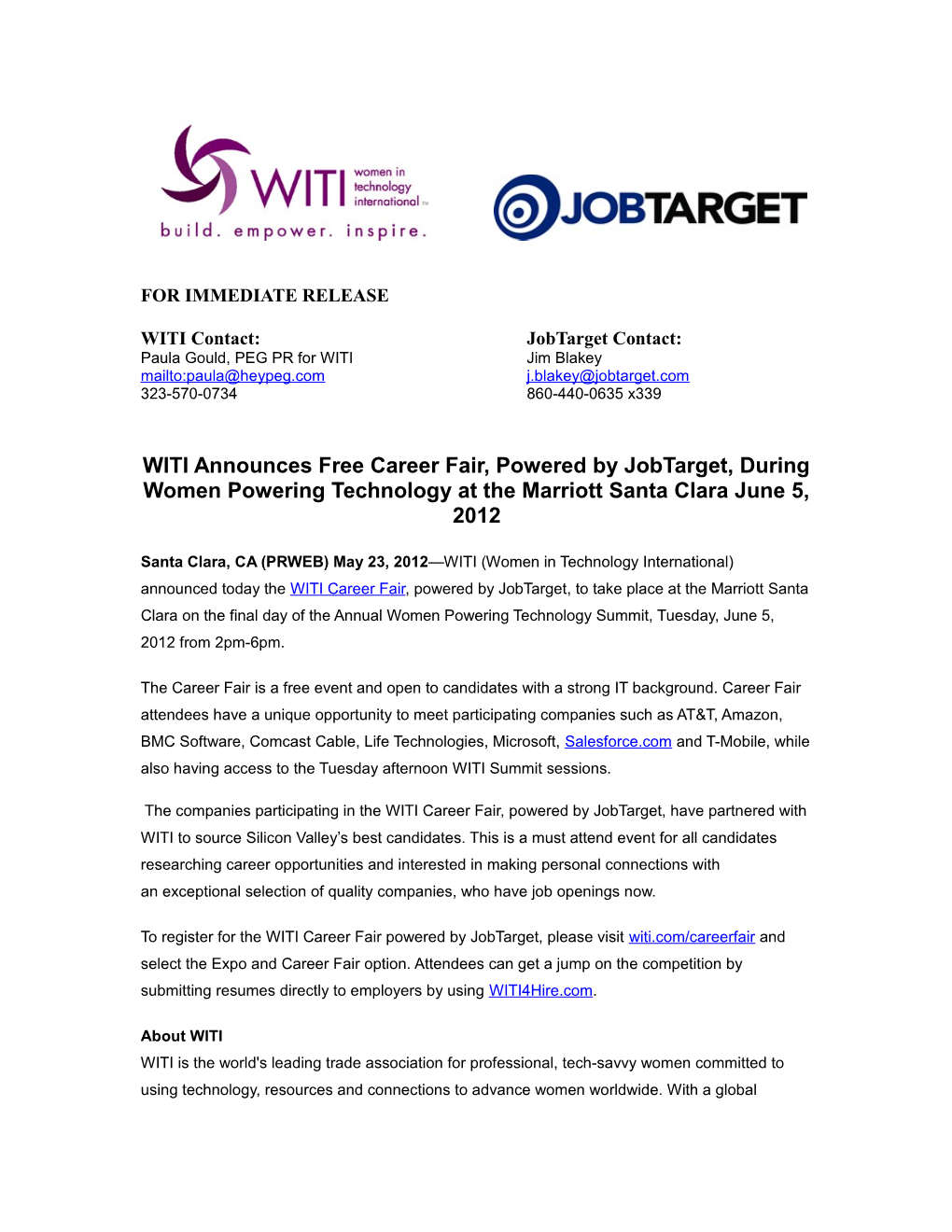 WITI Contact: Jobtarget Contact