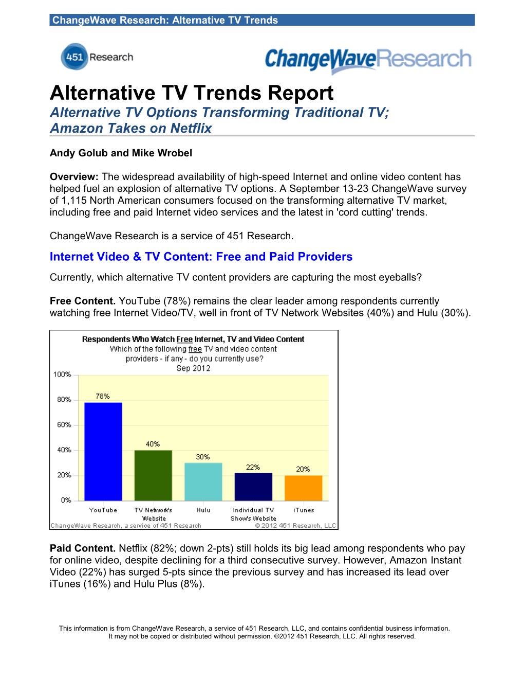 Changewave Research: Alternative TV Trends