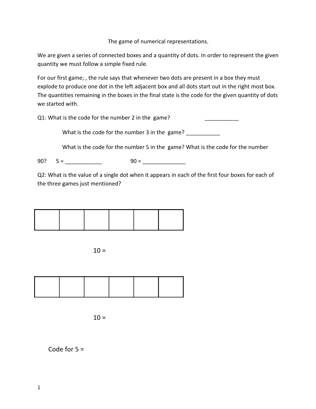 The Game of Numerical Representations