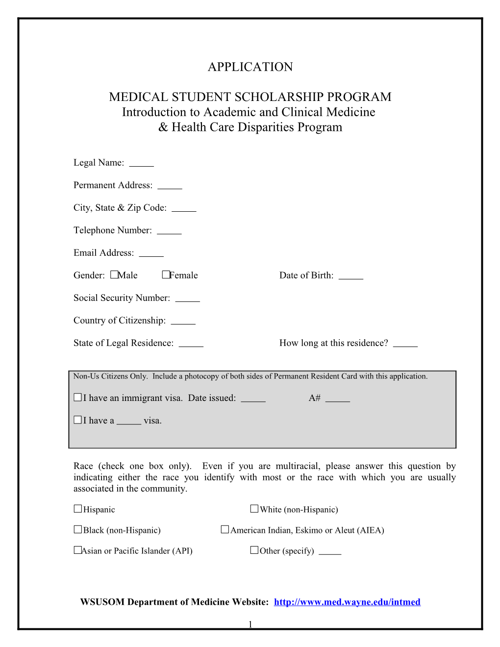 Medical Student Scholarship Program