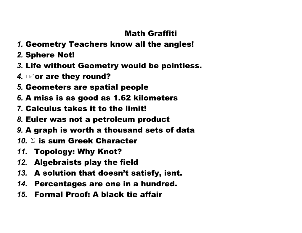 1. Geometry Teachers Know All the Angles!