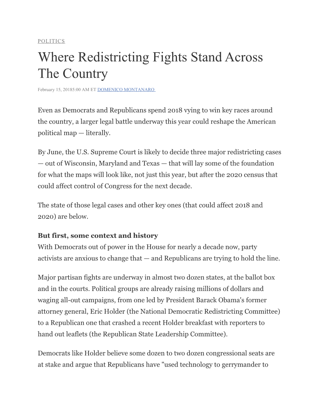 Where Redistricting Fights Stand Across the Country