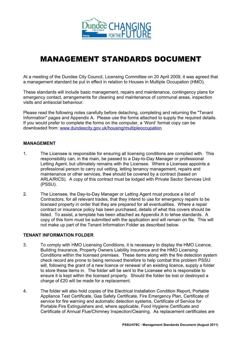 Management Standards Document