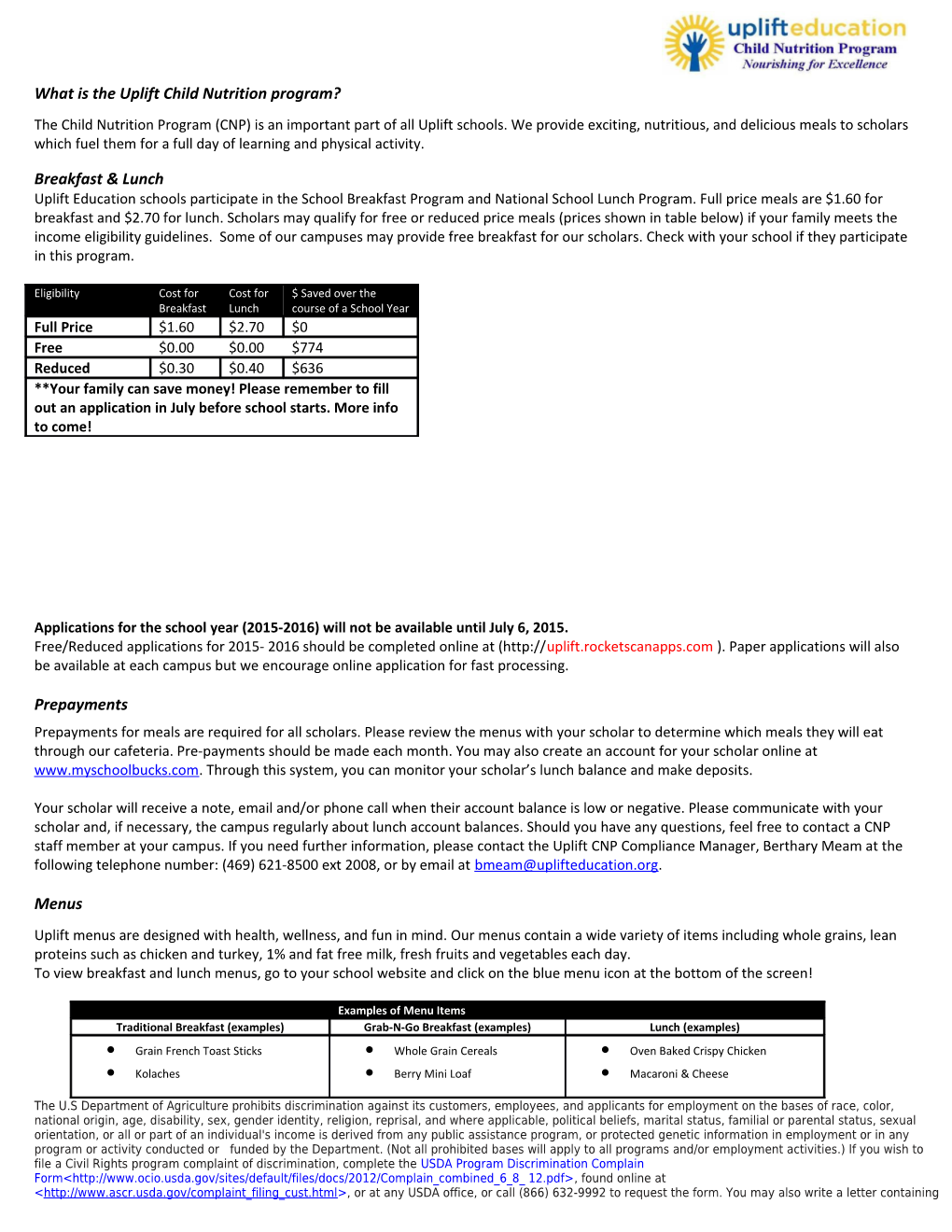 What Is the Uplift Child Nutrition Program?