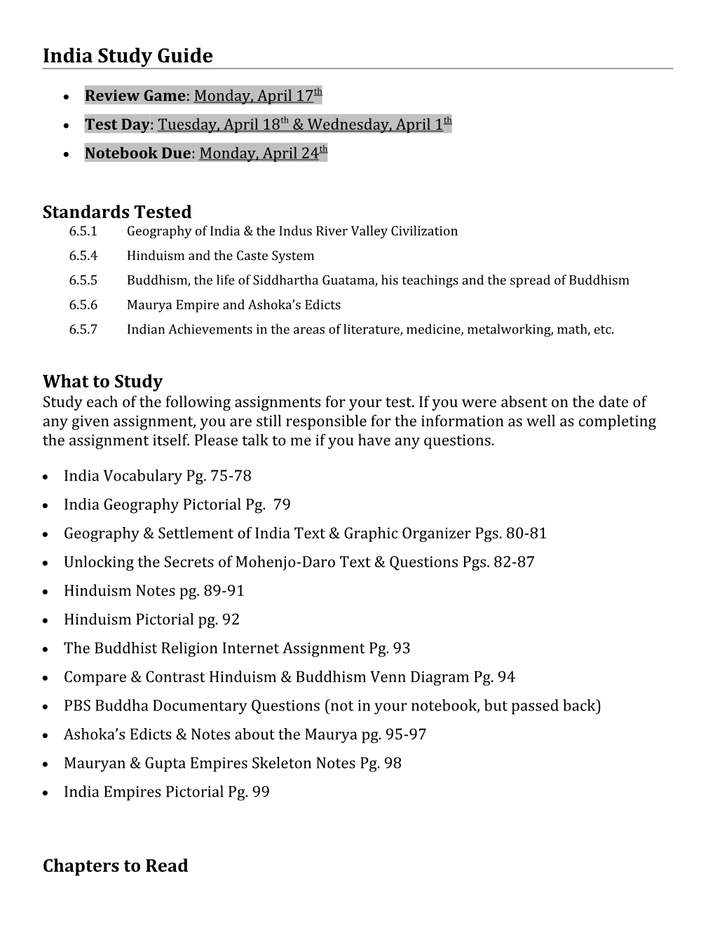 India Study Guide