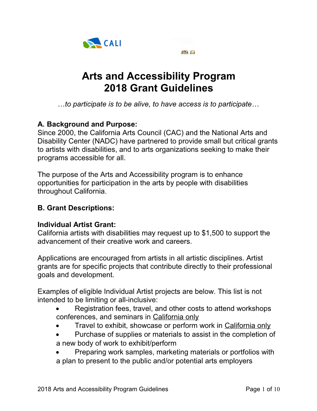 Arts and Accessibility Program