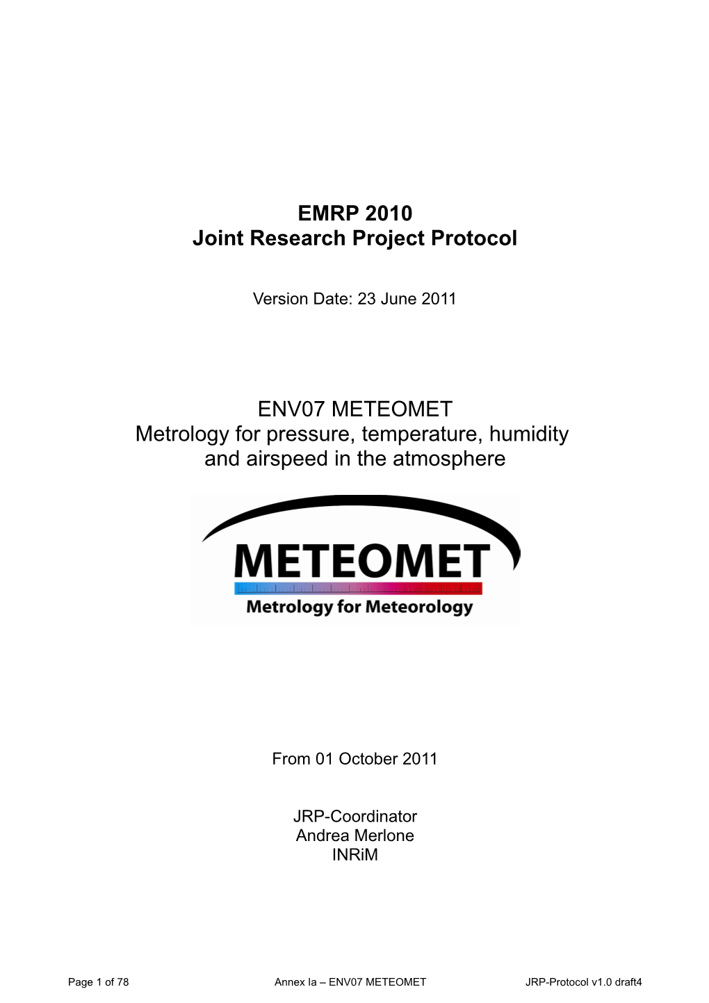 Joint Research Project Protocol