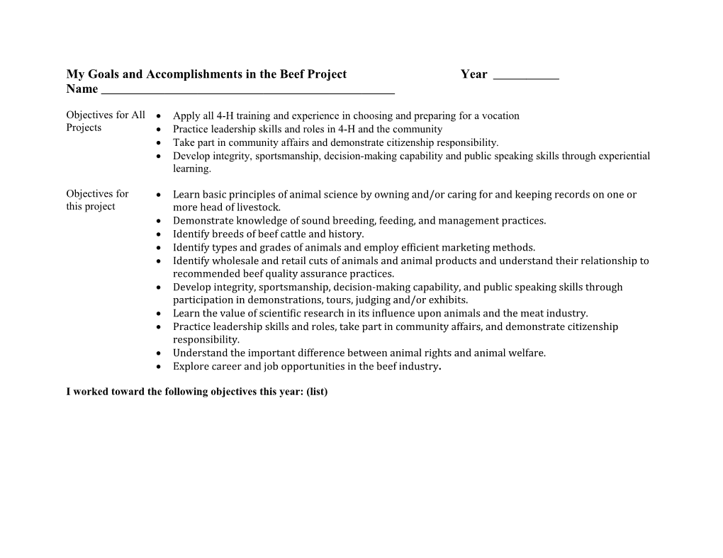 My Goals and Accomplishments in the Agriculture Project