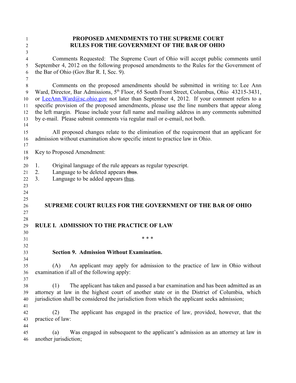 Proposed Amendments to the Supreme Court