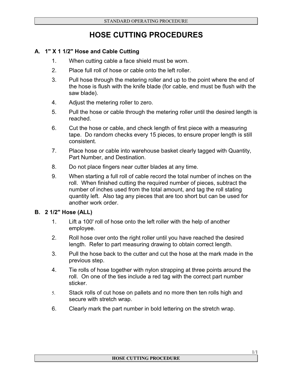 Hose Cutting Procedures