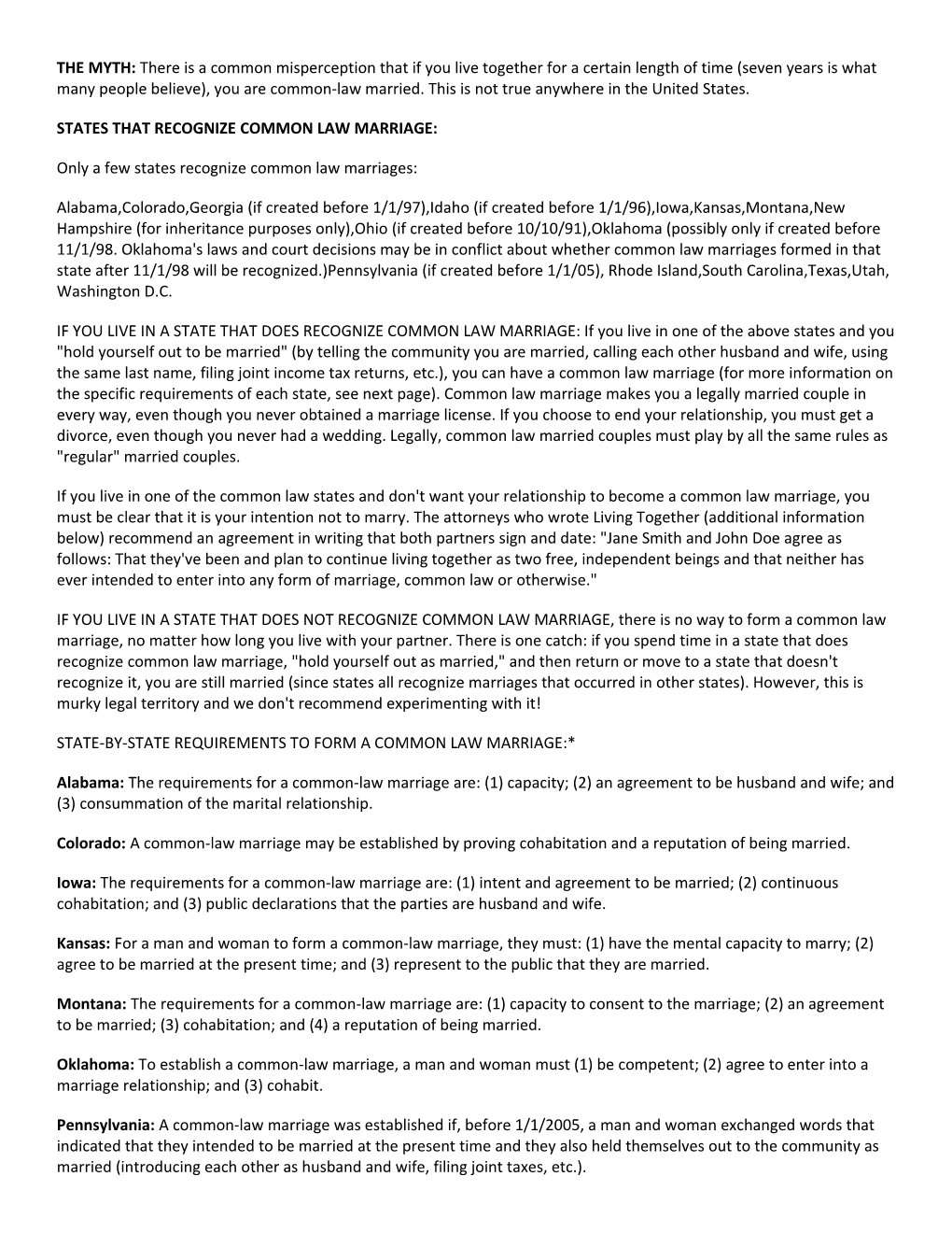States That Recognize Common Law Marriage