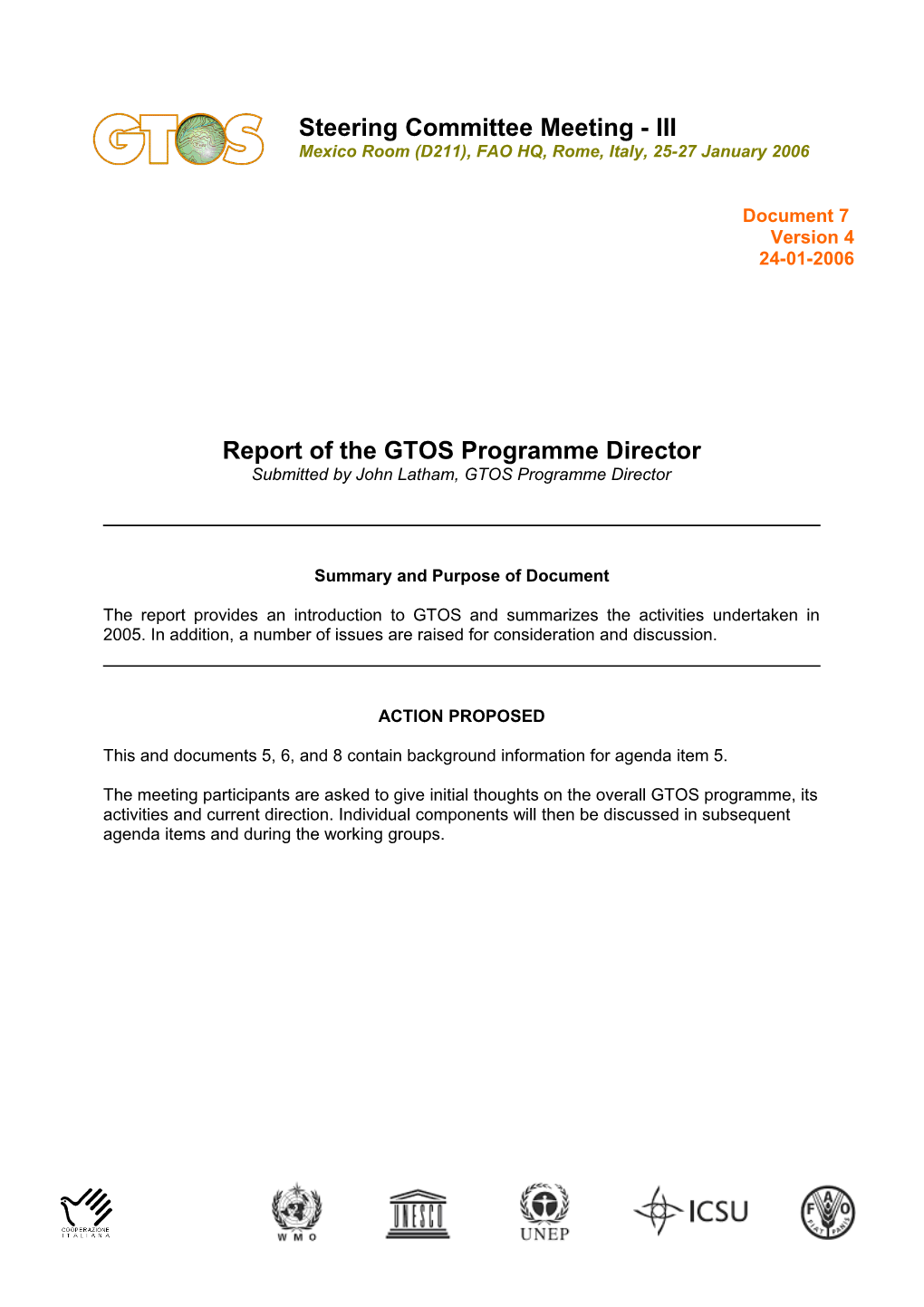 Director's Report to GCOS Steering Committee