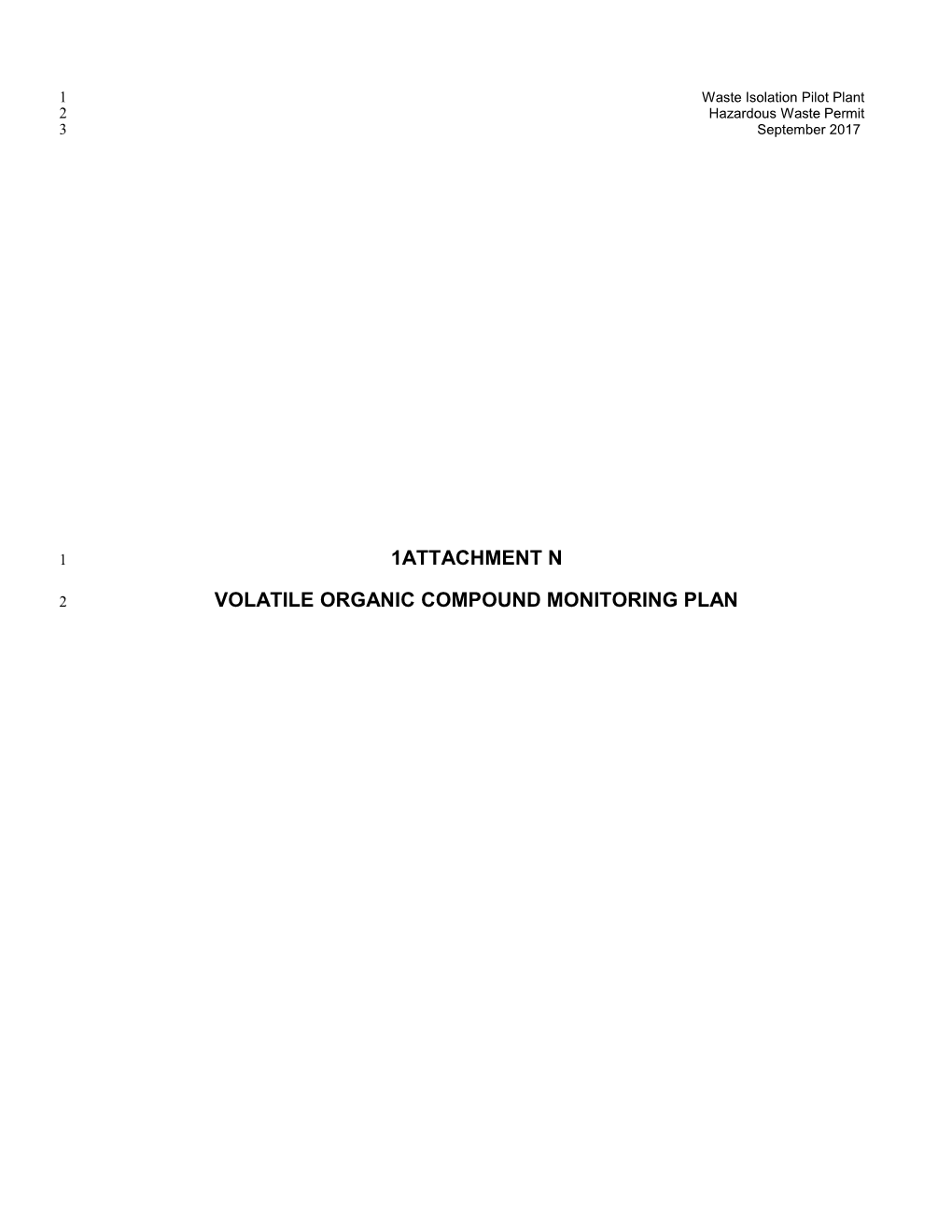 Volatile Organic Compound Monitoring Plan