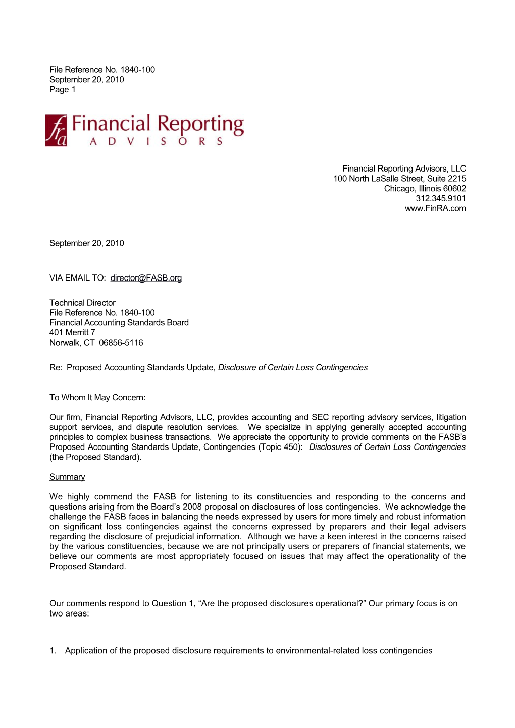 Financial Reporting Advisors, LLC