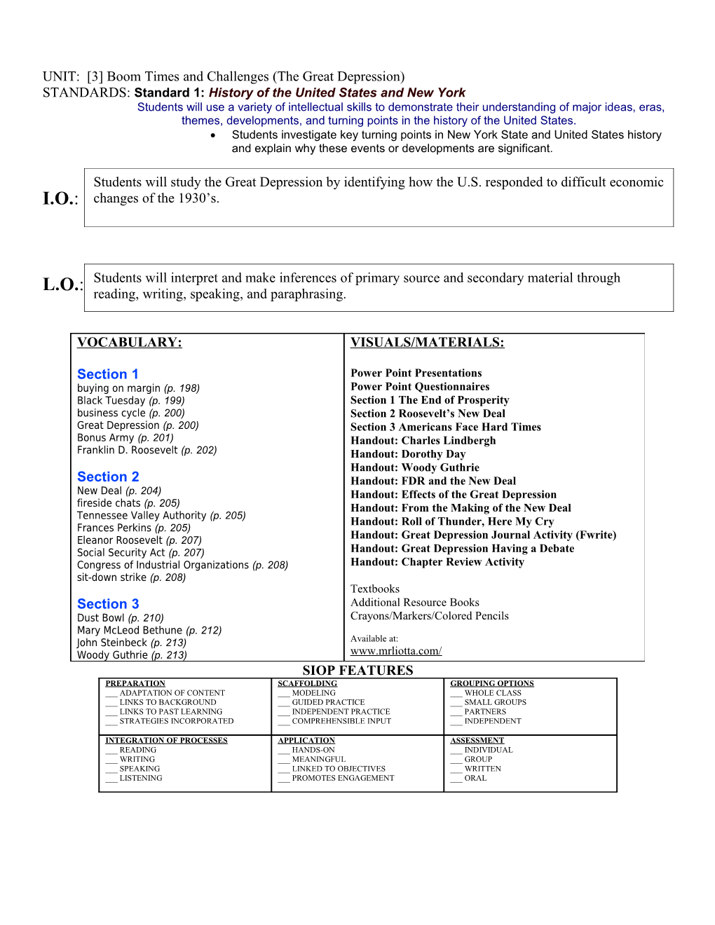 UNIT: 3 Boom Times and Challenges (The Great Depression)