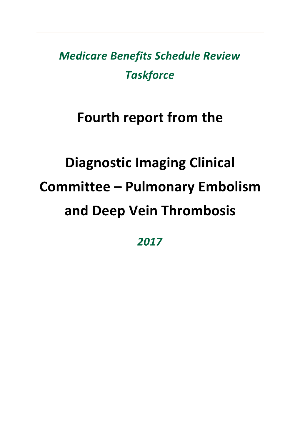 Medicare Benefits Schedule Review Taskforce - Fourth Report from the Diagnostic Imaging