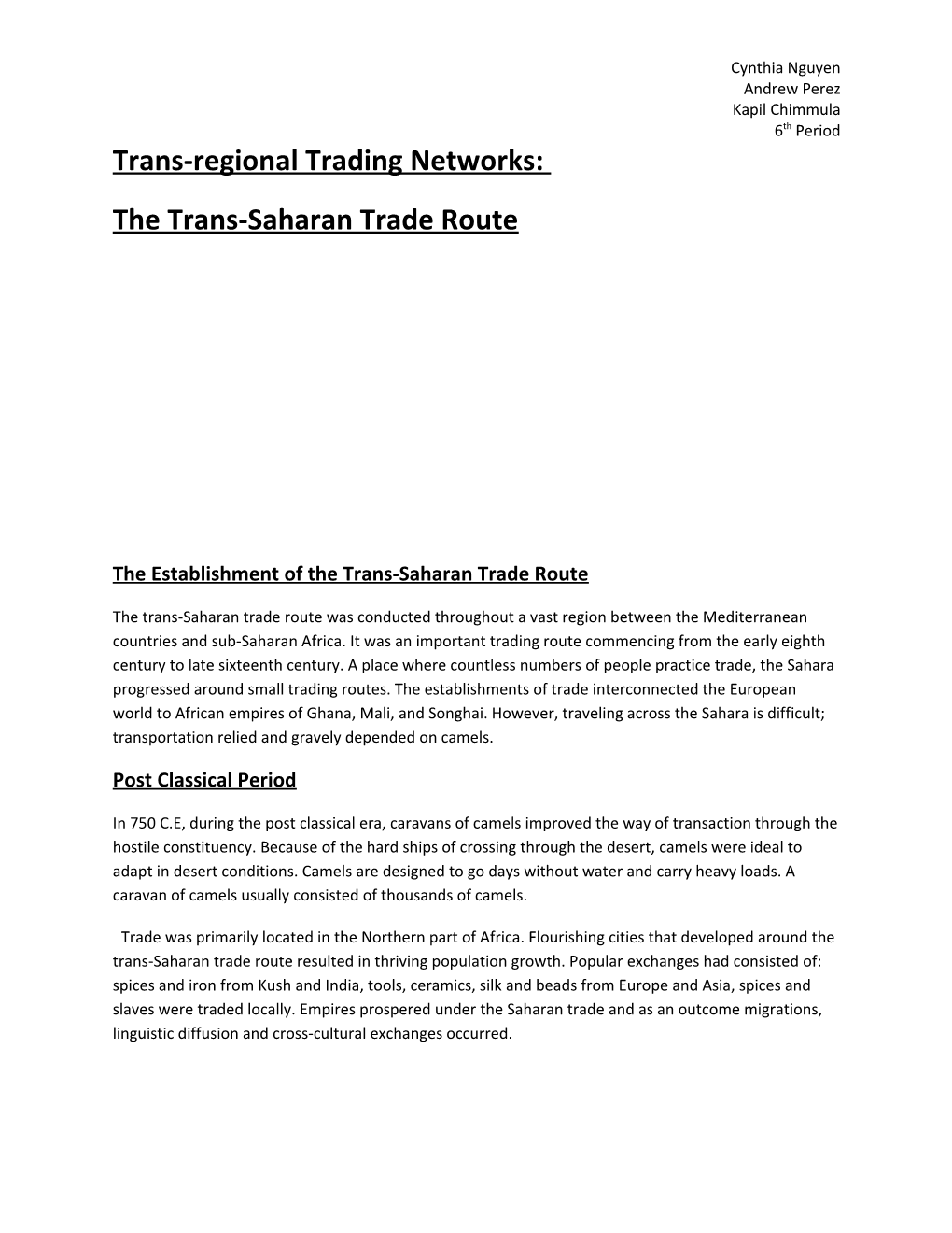Trans-Regional Trading Networks