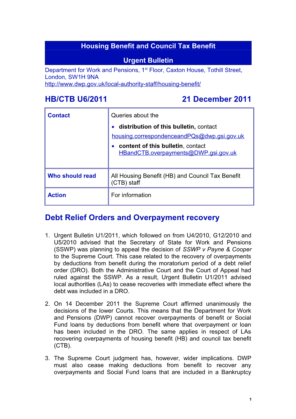 Housing Benefit and Council Tax Benefit Circular s2