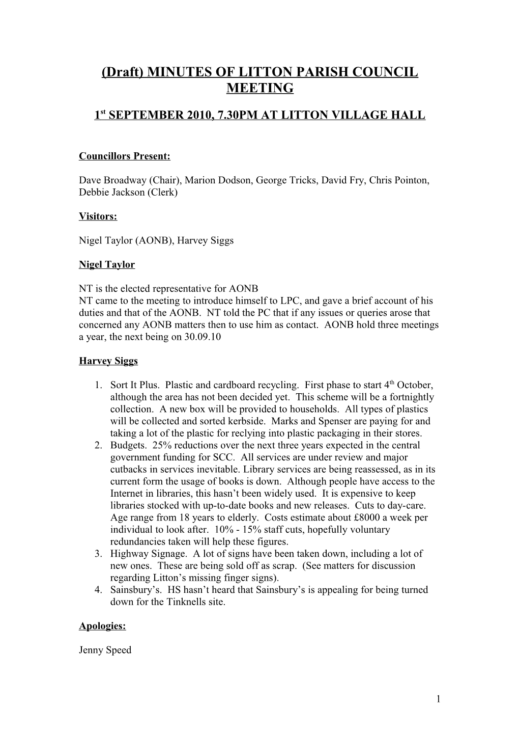 (Draft) Minutes of Litton Parish Council Meeting s1