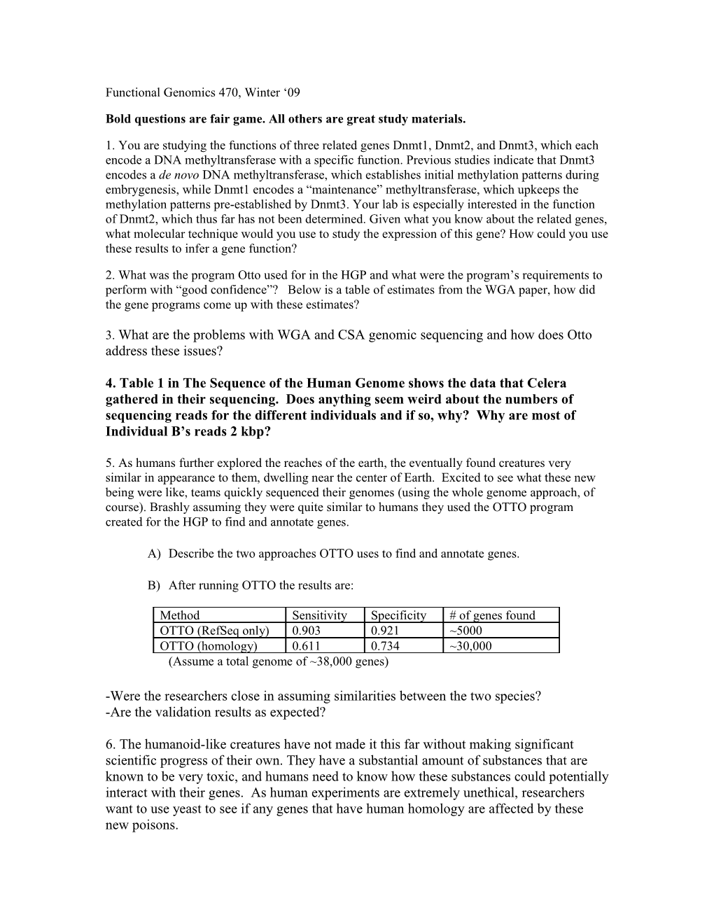 Functional Genomics 470, Winter 09