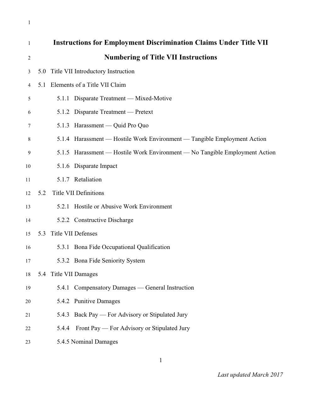 Instructions for Employment Discrimination Claims Under Title VII