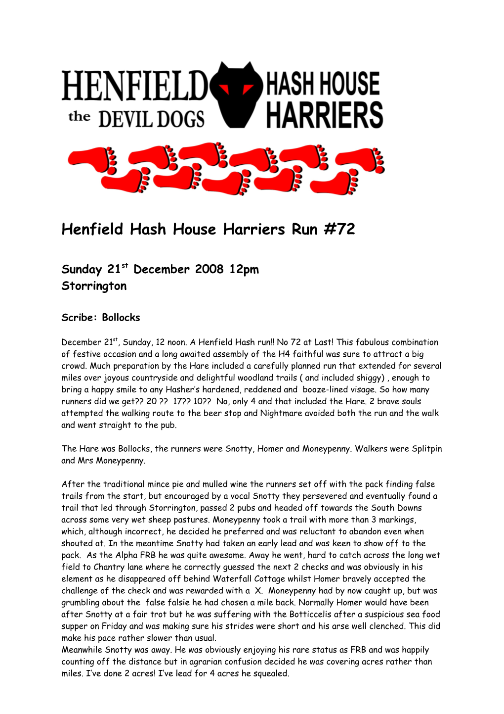 Henfield Hash House Harriers: the FIRST HASH