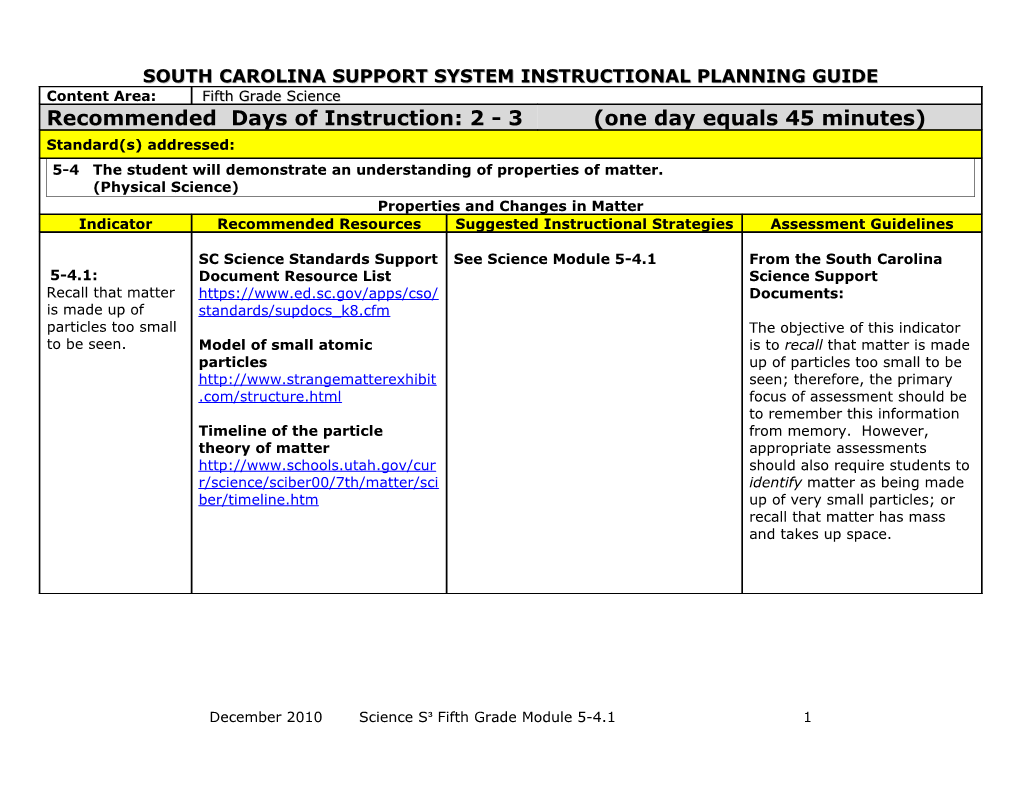 South Carolina Support System Instructional Planning Guide s5