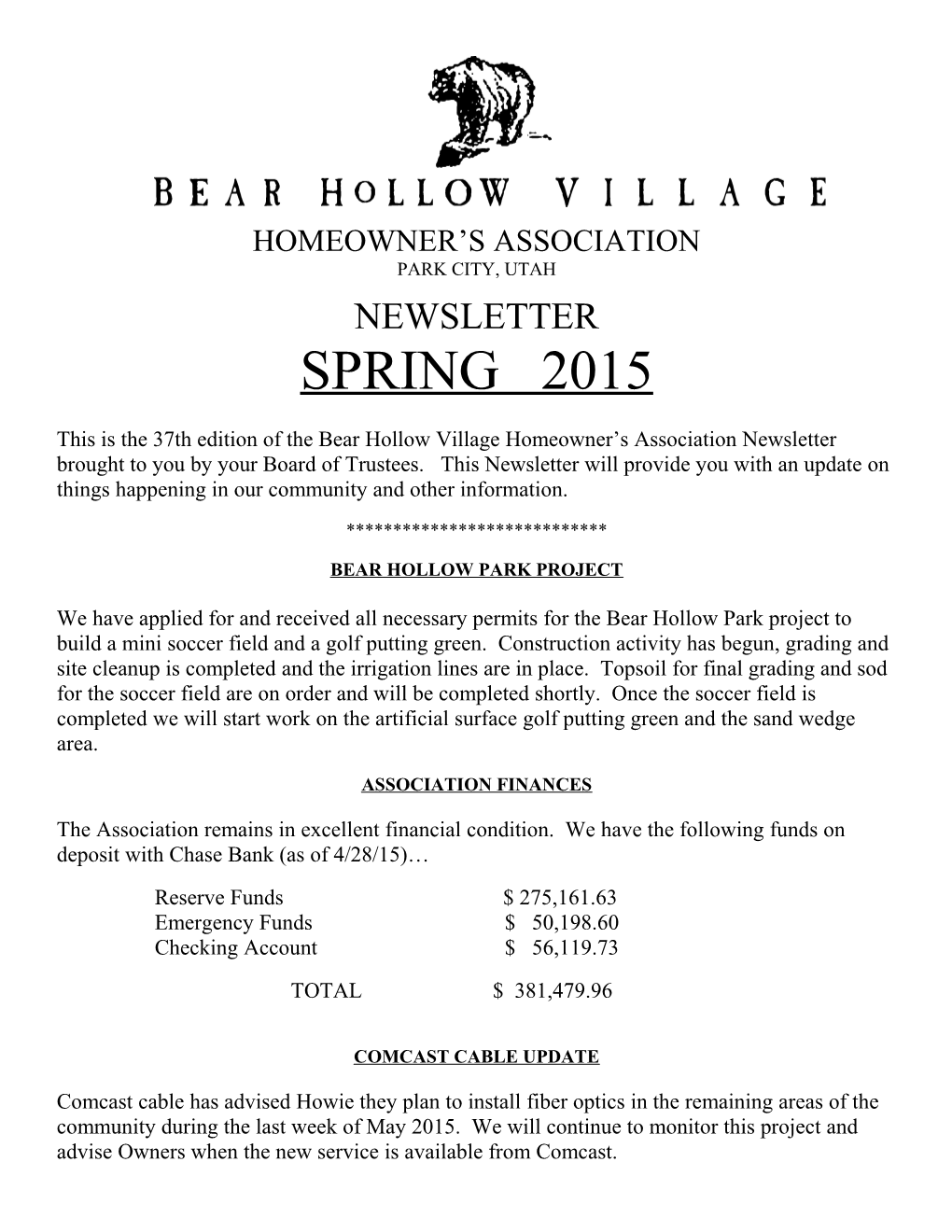 Bear Hollow Park Project