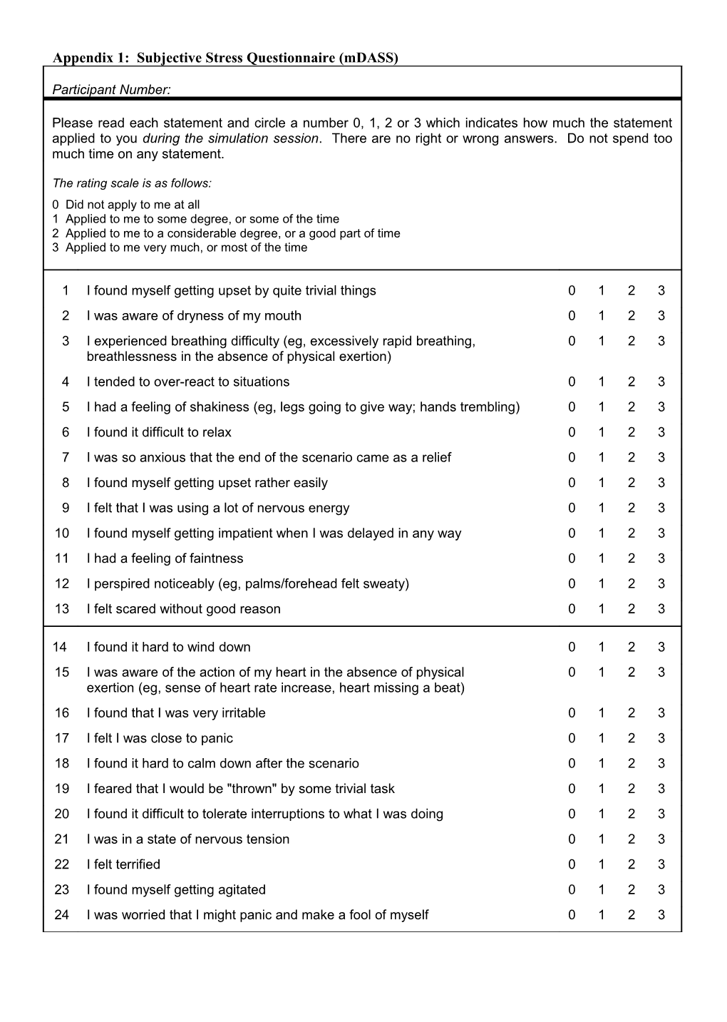 DASS Response Form s1