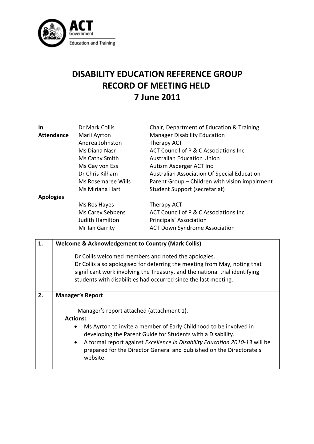 Disability Education Reference Group