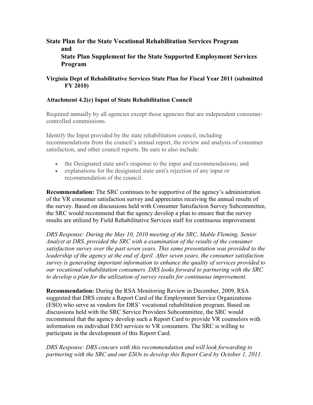 State Plan for the State Vocational Rehabilitation Services Program
