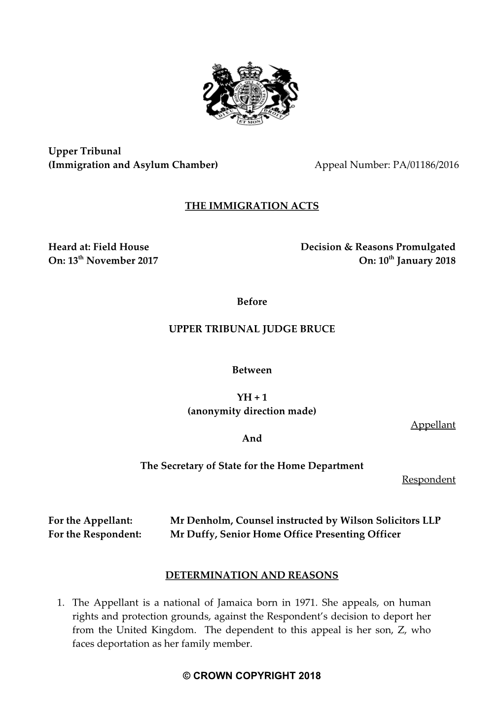 (Immigration and Asylum Chamber) Appeal Number: PA/01186/2016