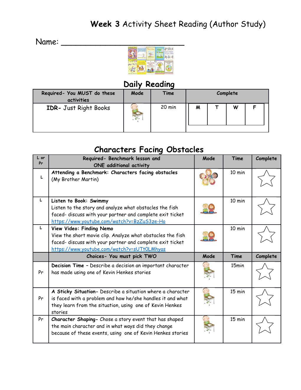 Week 3 Activity Sheet Reading (Author Study)