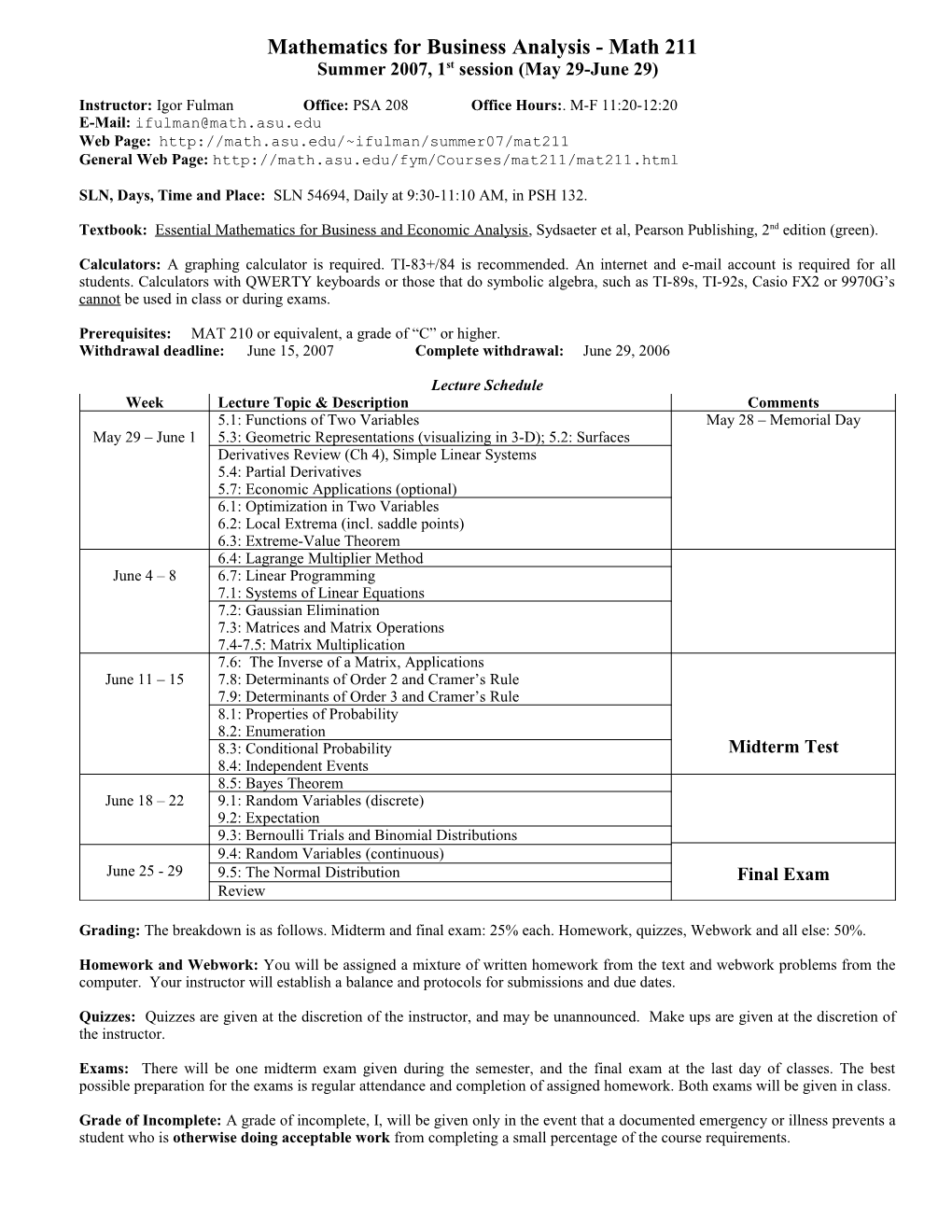 MAT 211: Business Mathematics