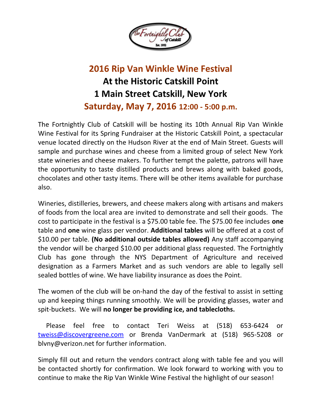 2016 Rip Van Winkle Wine Festival