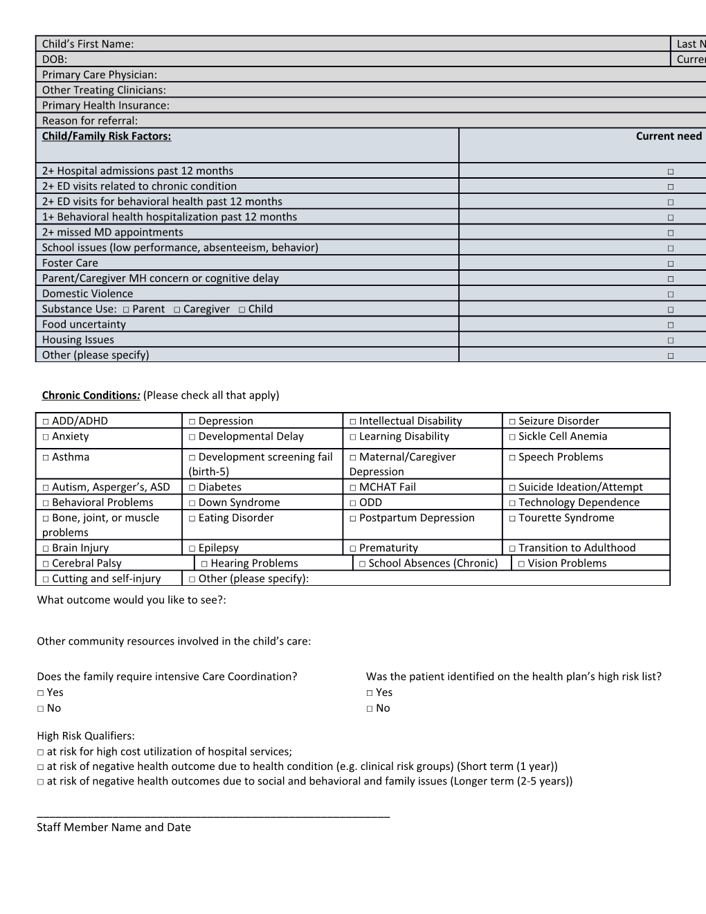 PCMH-Kids High Risk Screening Tool(Updated 6/8/17)