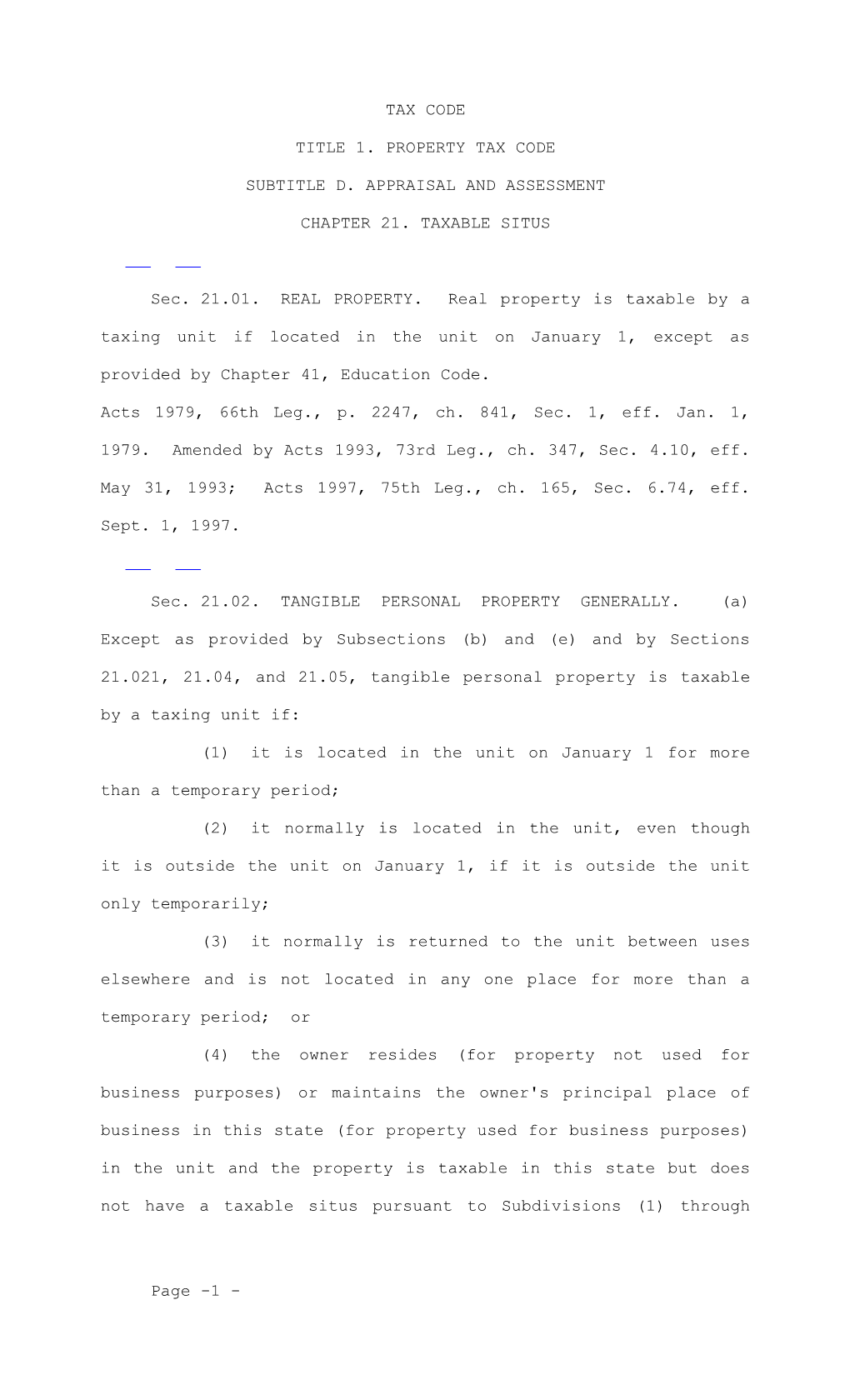 Title 1. Property Tax Code s1