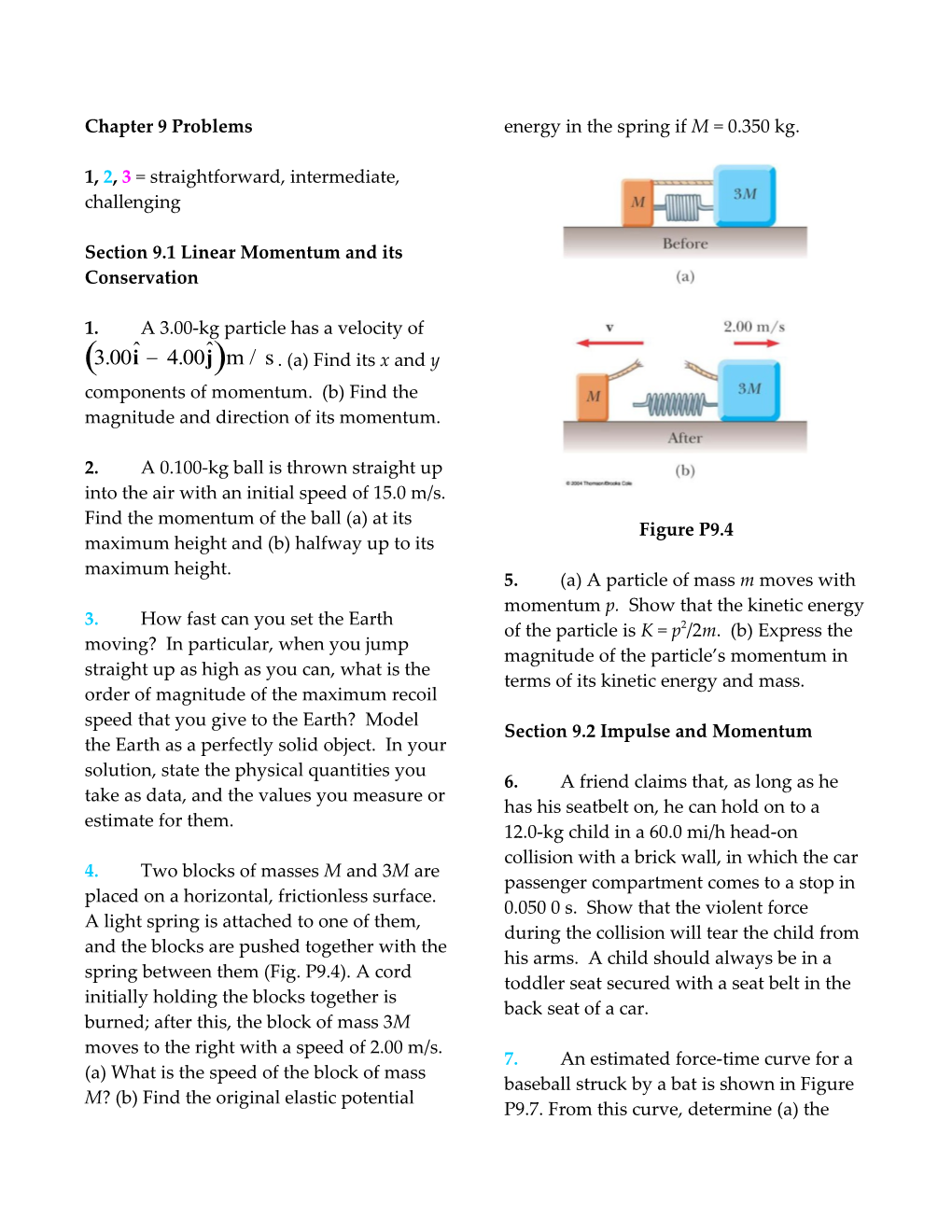 Section 9.1 Linear Momentum and Its Conservation