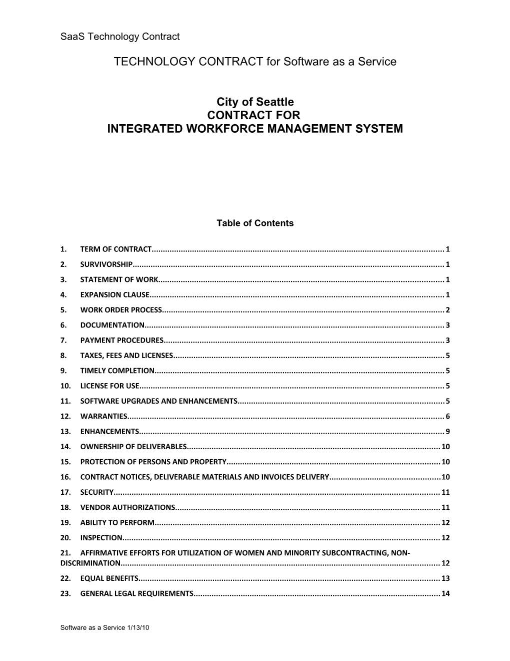 Section 1: TERM of CONTRACT