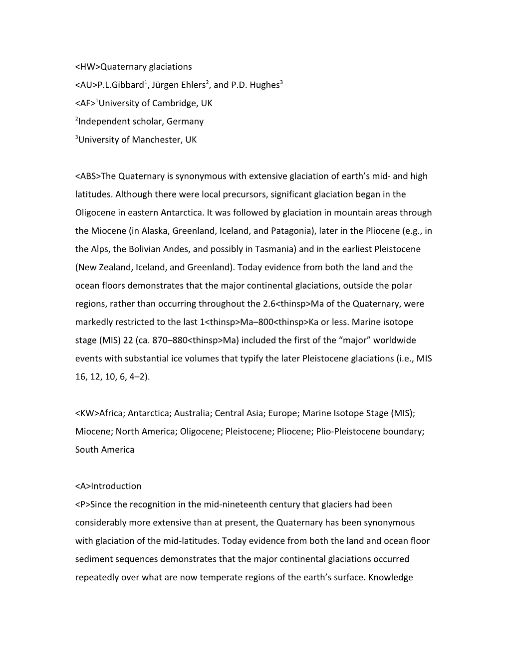 &lt;HW&gt;Quaternary Glaciations