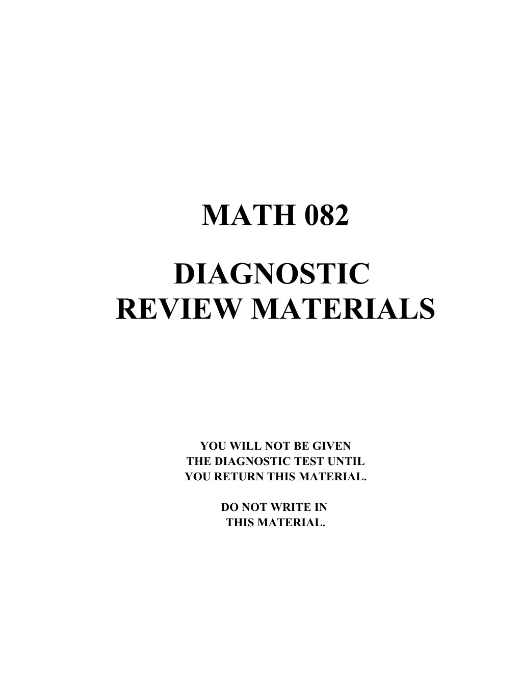 Introduction: This Booklet Is a Review for the Diagnostic Test