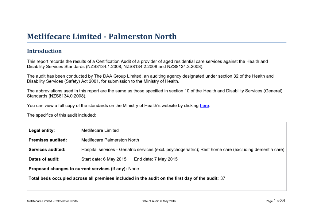 Metlifecare Limited - Palmerston North