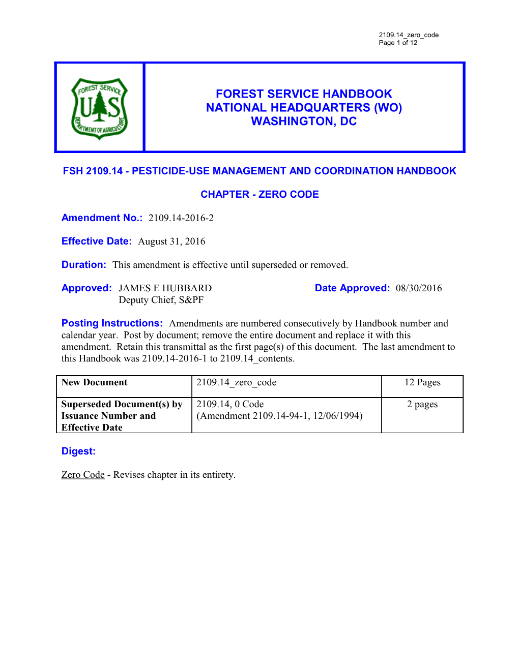 Fsh 2109.14 - Pesticide-Use Management and Coordination Handbook